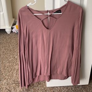 Purple long sleeve bell sleeved shirt